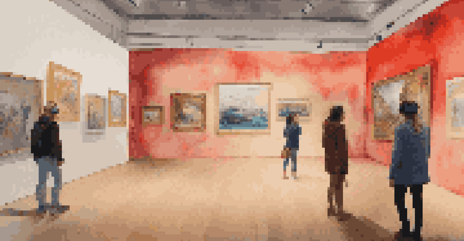 A viewer exploring a virtual reality art gallery with interactive storytelling elements.