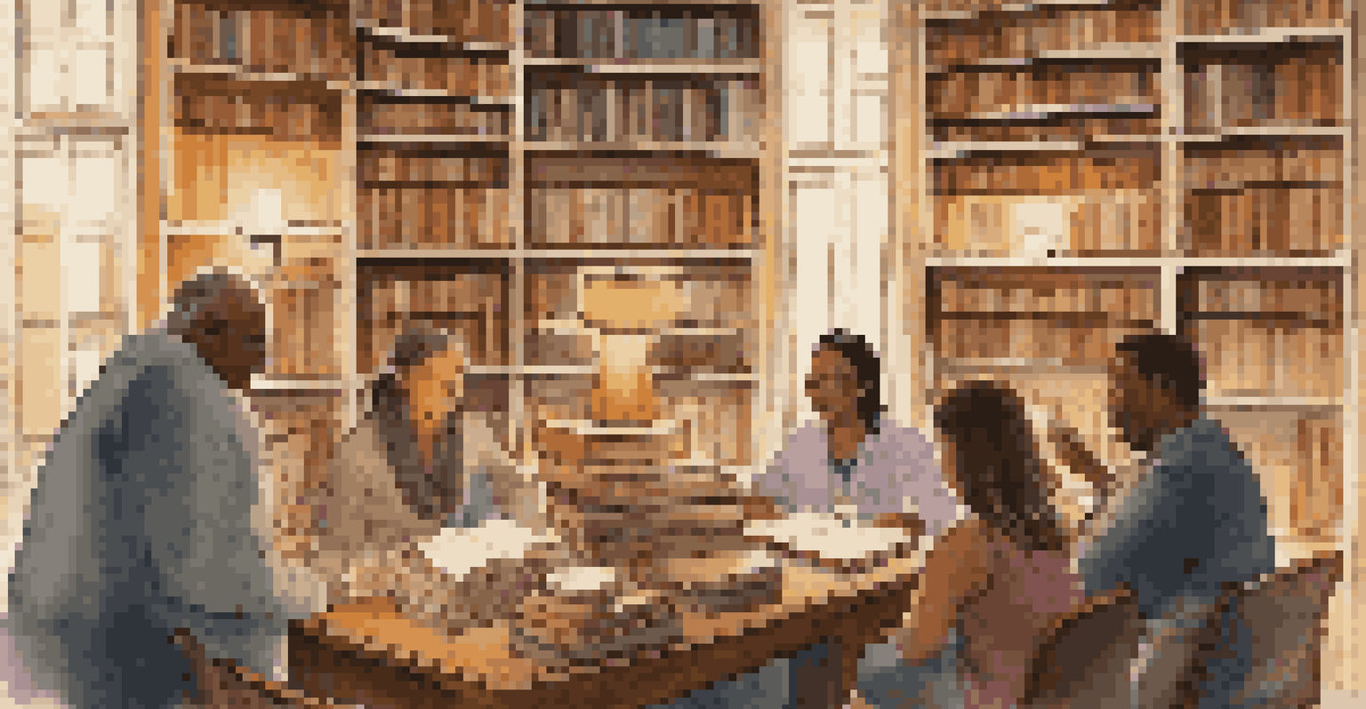 A diverse group of people discussing cultural appreciation in a cozy library filled with books.