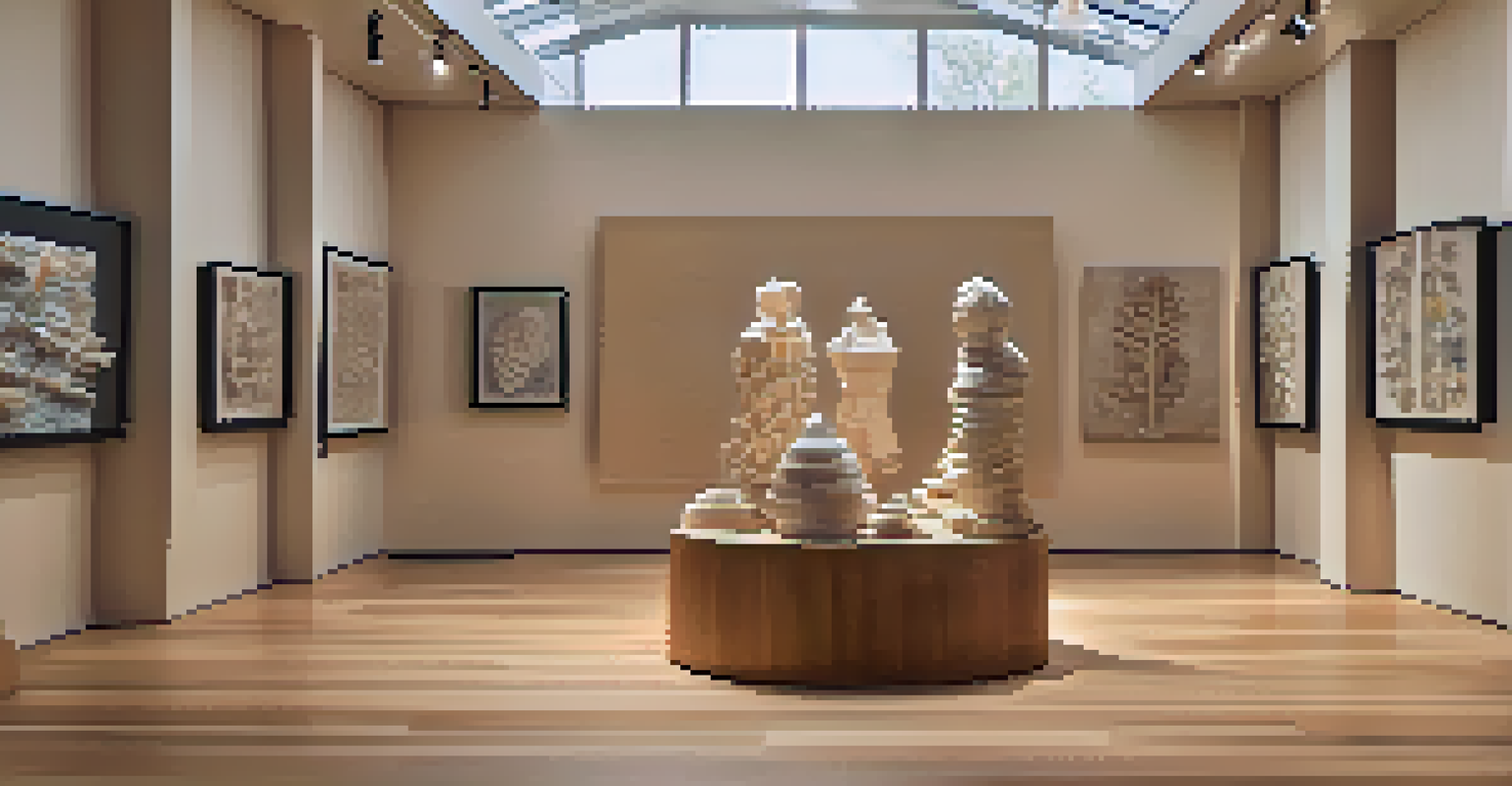 Visitors engaging with tactile sculptures made of various materials in an inviting art installation.