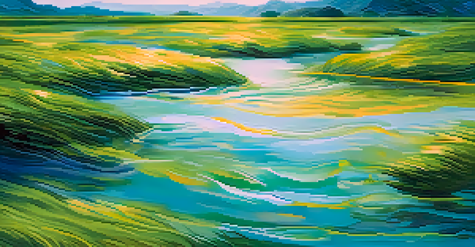 An abstract artwork inspired by Impressionism, featuring vibrant colors and brush strokes that evoke movement on water.