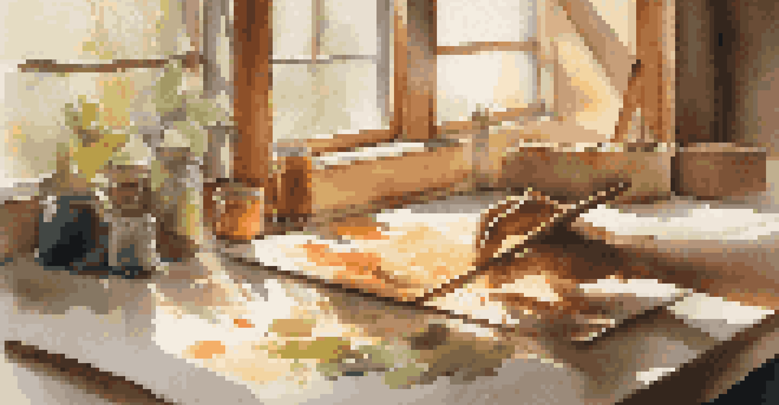 Close-up of an artist's hands mixing natural dyes in a sunlit studio, surrounded by eco-friendly art materials.