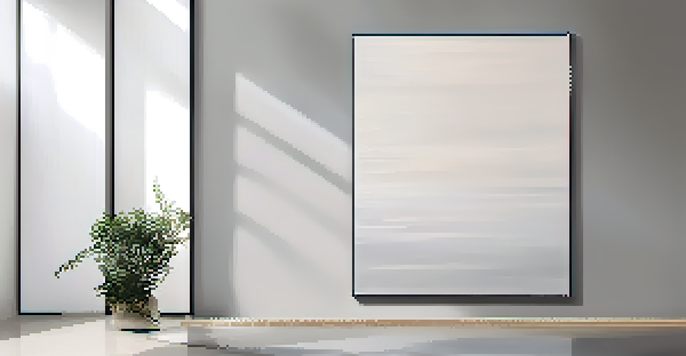 A minimalist artwork with a smooth white canvas showing subtle textures, illuminated by soft natural light.