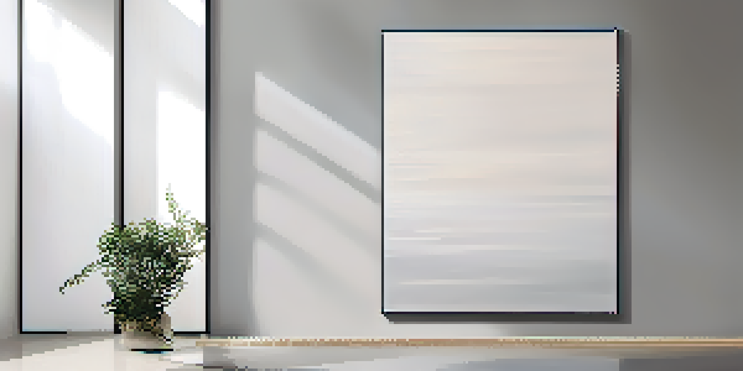 A minimalist artwork with a smooth white canvas showing subtle textures, illuminated by soft natural light.