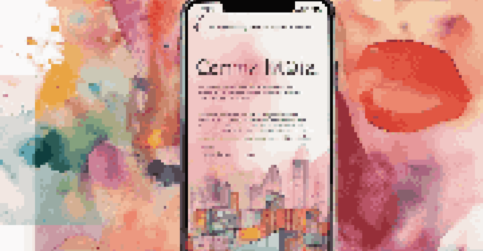 A digital art piece on a smartphone screen, featuring a collage of feminist art elements and empowering quotes.