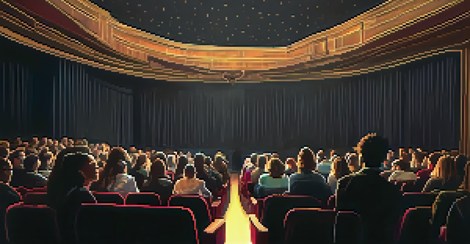 An artist performing on stage in a dimly lit theater, conveying deep emotions about gender identity.