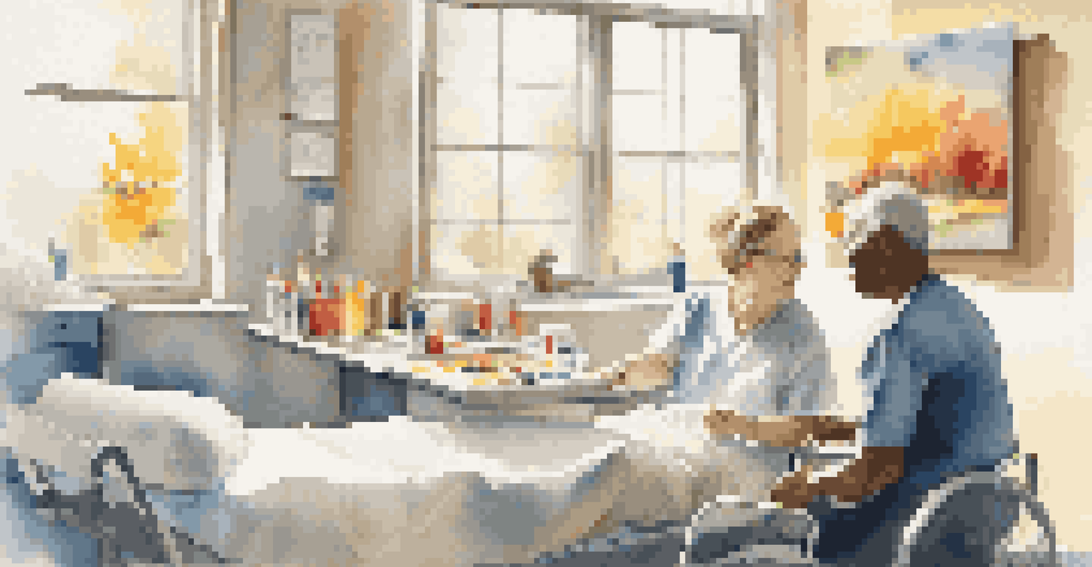 A patient engaged in painting during an art therapy session in a brightly lit hospital room.