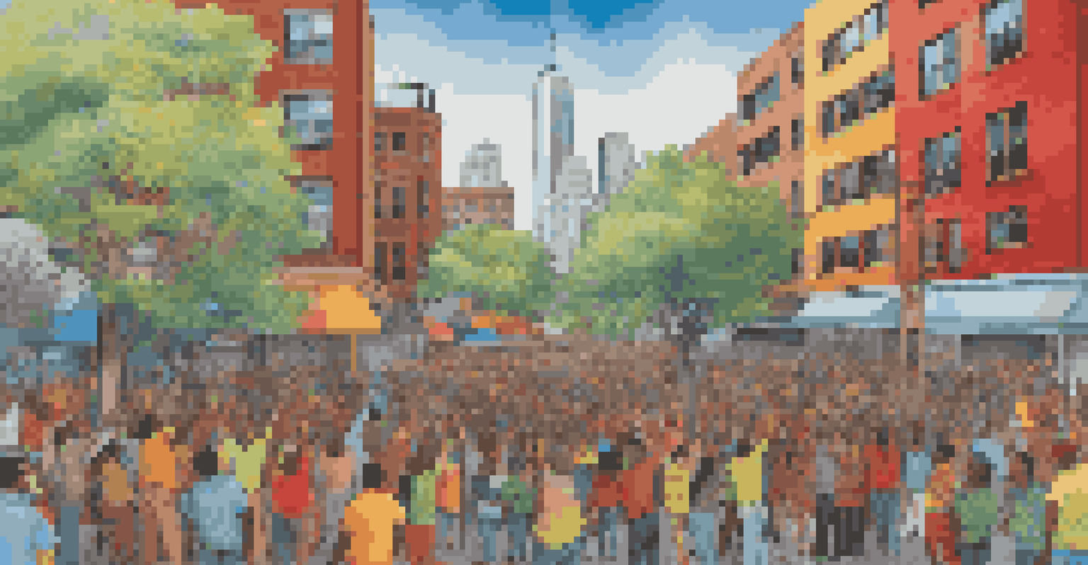 A community mural project in an urban setting, showcasing collaboration among diverse individuals painting a colorful mural.
