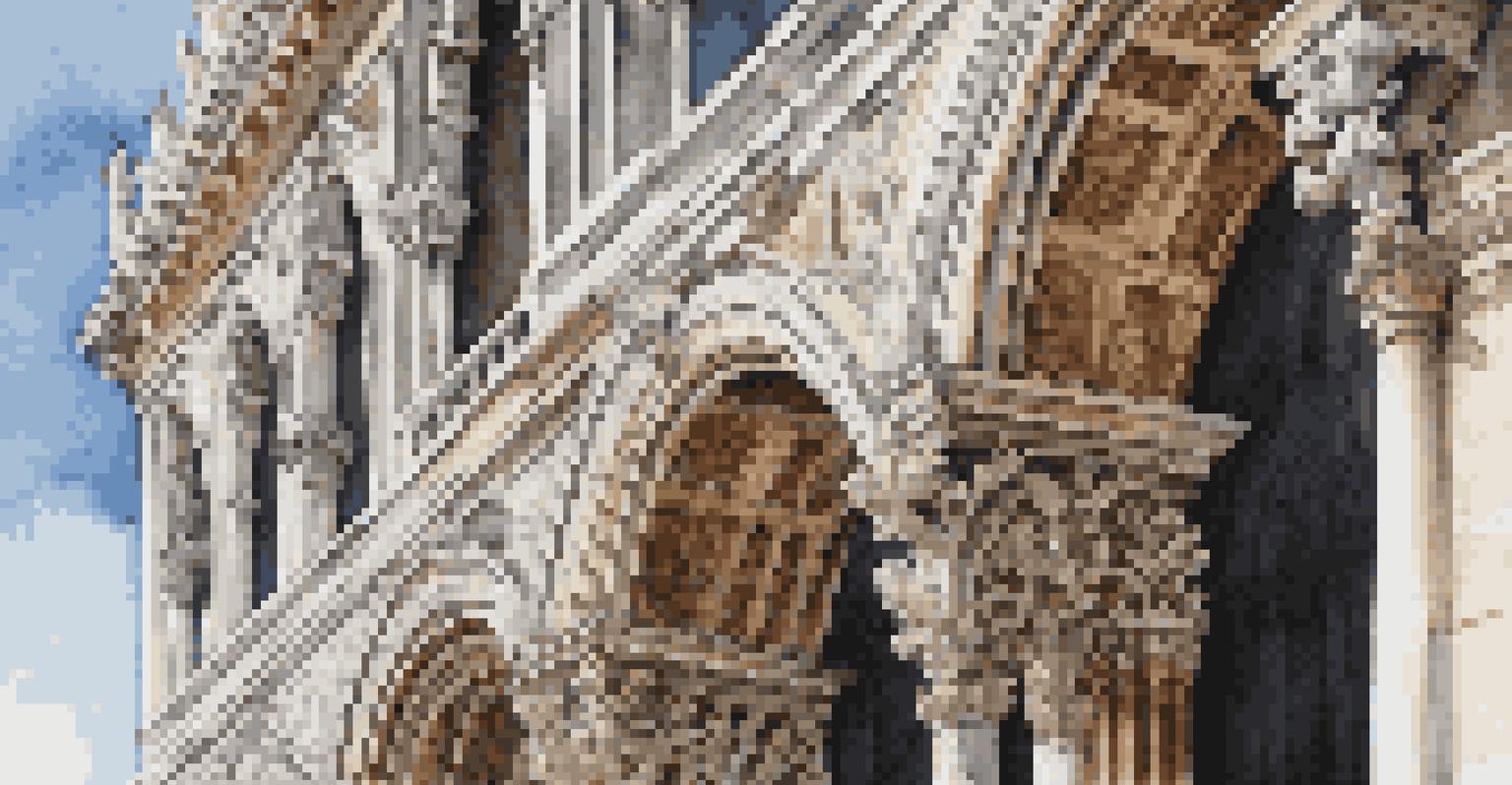 Close-up of the ornate façade of the Doge's Palace, emphasizing intricate carvings and marble textures.