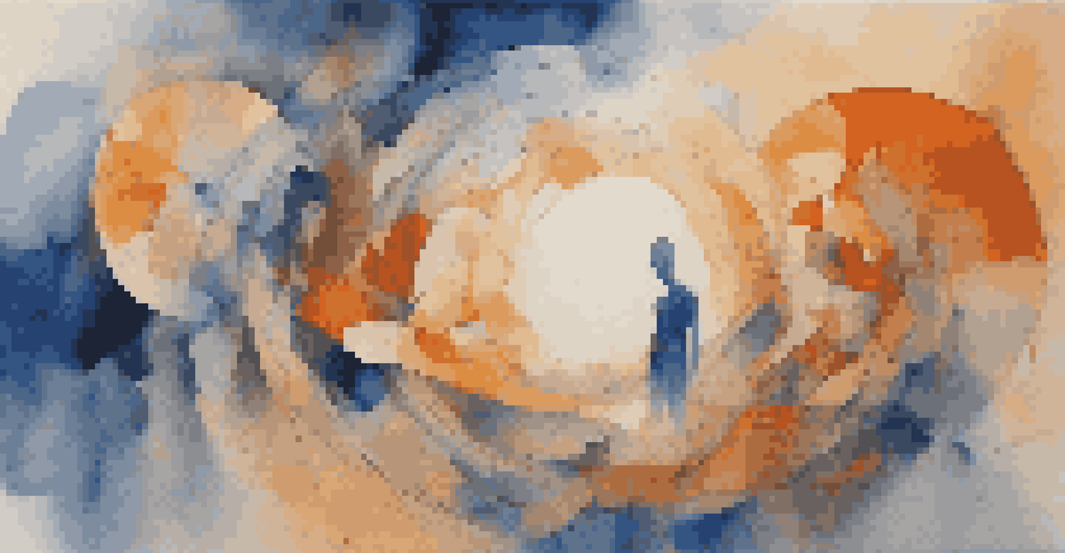 An abstract artwork representing memory with swirling colors and fragmented shapes, creating a dreamlike quality.