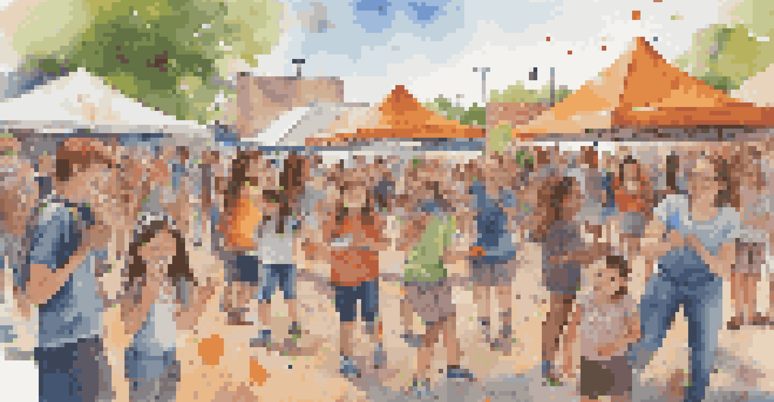Children and teens participating in a hands-on art workshop at an outdoor festival, creating collaborative artwork with vibrant colors and a lively crowd in the background.