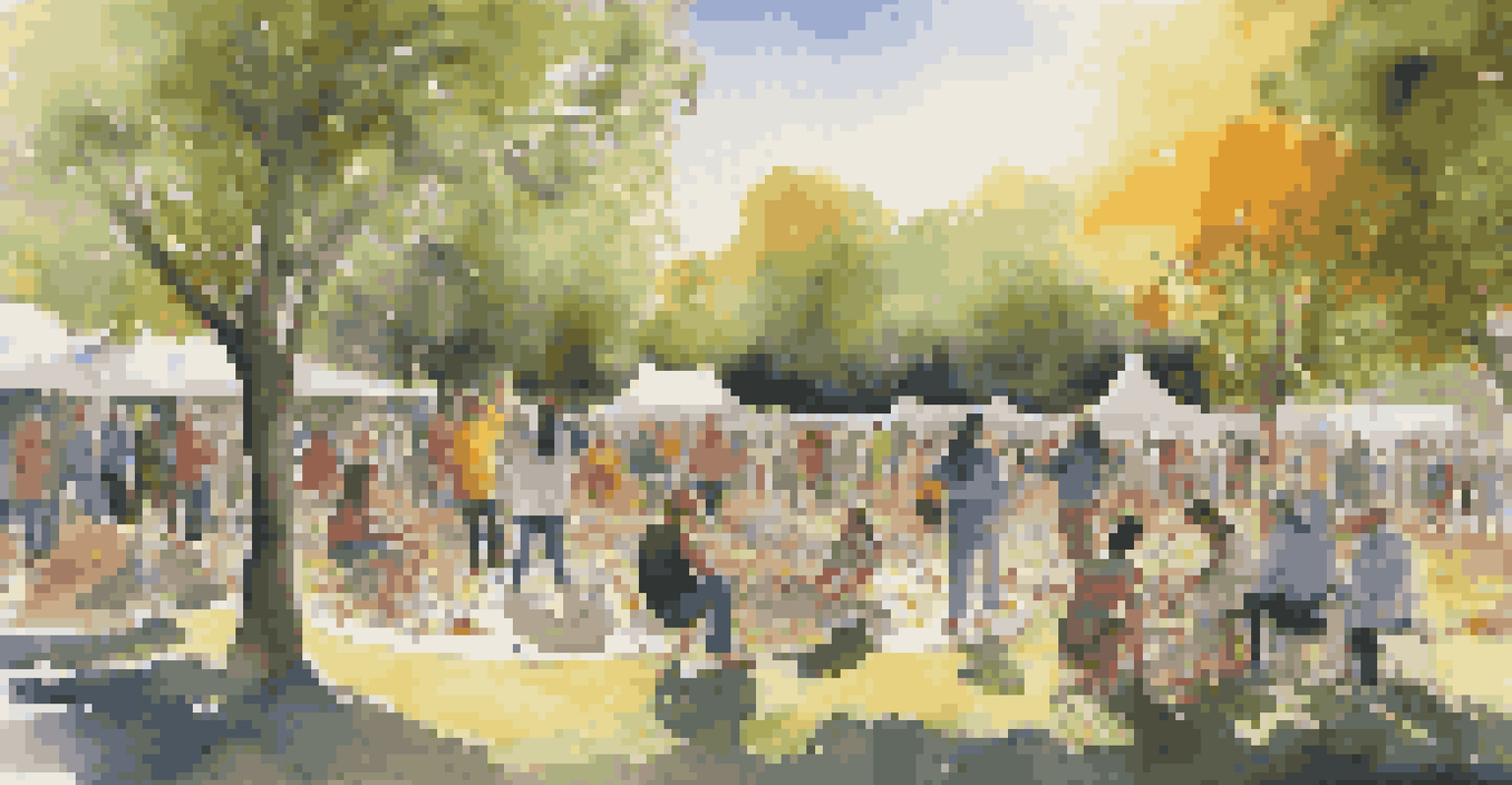 Artists creating a large outdoor installation from recycled materials in a sunlit park, with engaged onlookers around them.