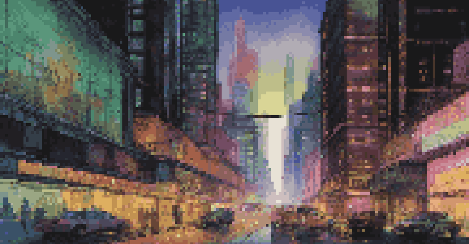 A digital artwork of a contrasting cityscape with luxury skyscrapers on one side and dilapidated buildings on the other.