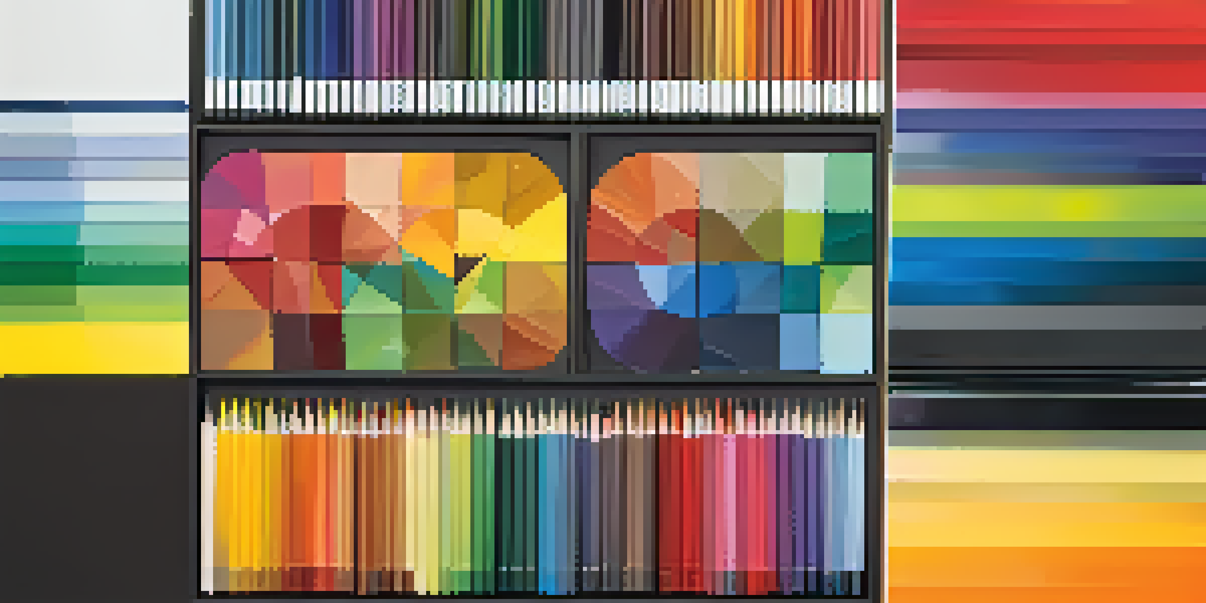 A colorful circular diagram showcasing a color wheel with various hues arranged in a harmonious design.