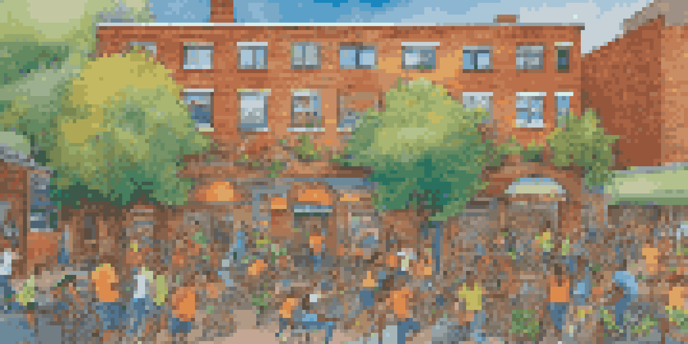 A colorful mural on a brick wall showing people engaged in healthy activities like exercising and gardening, emphasizing community health awareness.
