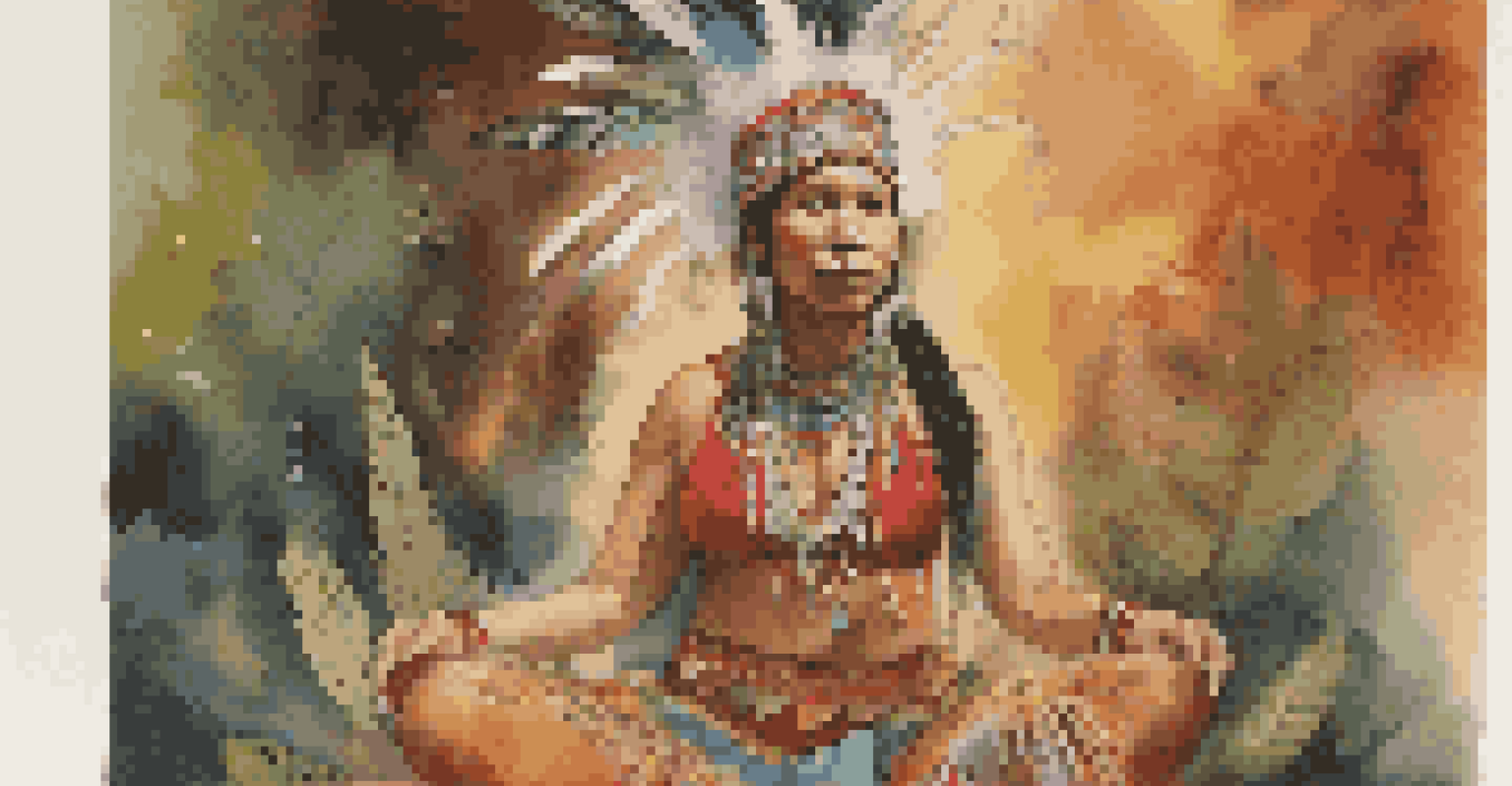 An Indigenous woman performing a solo dance on stage, dressed in colorful regalia with soft lighting.