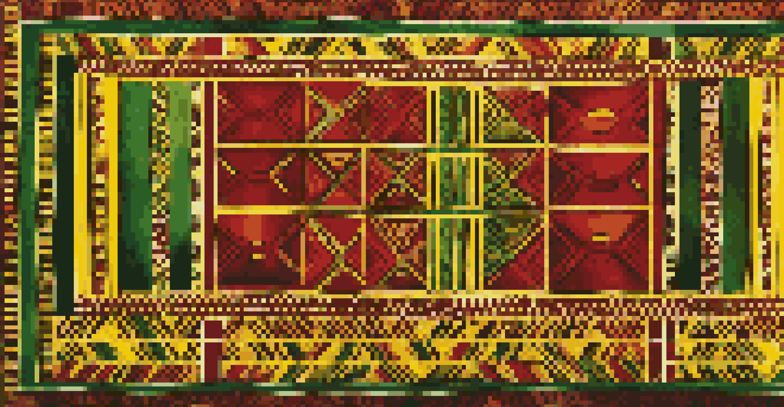 A vibrant African textile pattern with bold colors and intricate geometric designs on a soft fabric backdrop.