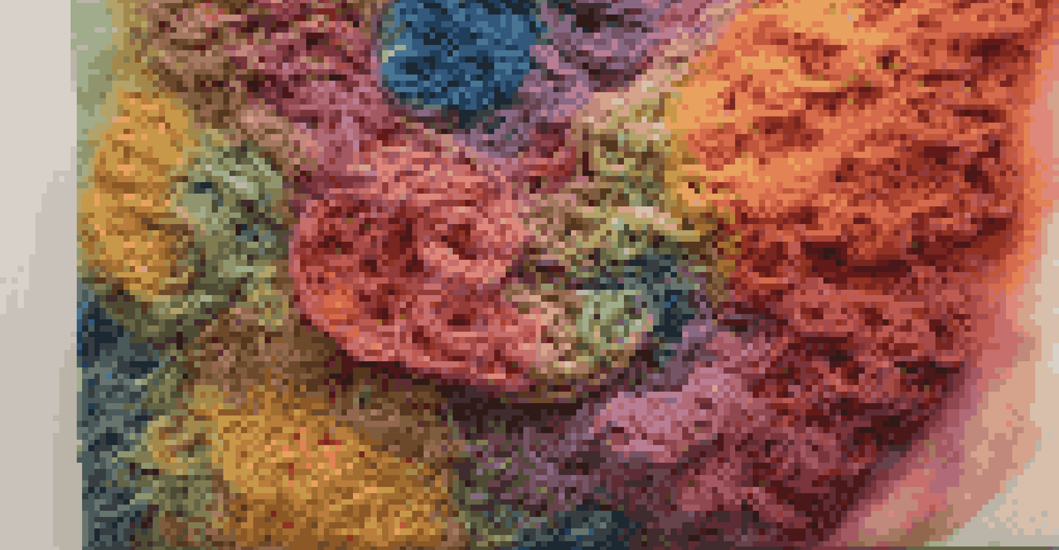 A detailed close-up of a colorful fiber sculpture made by a disabled artist, highlighting the intricate textures and vibrant materials.