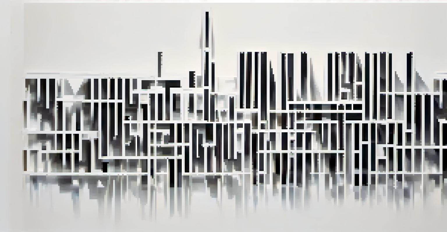 An abstract minimalist typography design featuring various sans-serif fonts arranged with ample white space and a subtle gradient background.