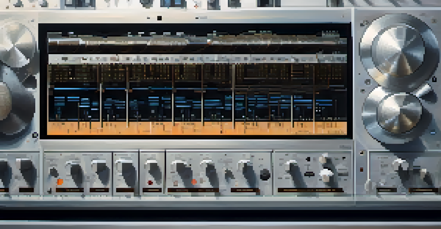 Close-up of advanced audio technology used in sound art, featuring intricate devices and digital interfaces.