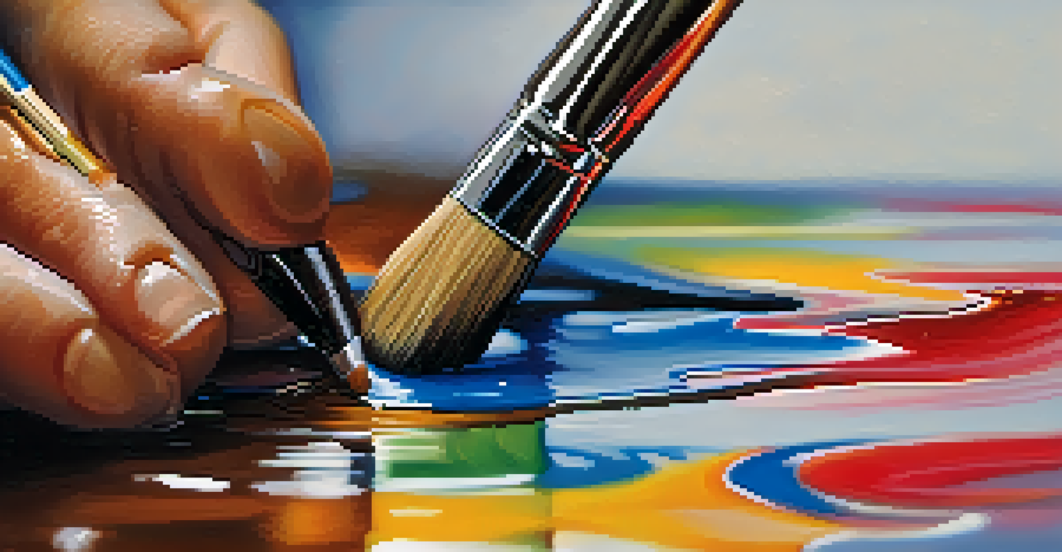 A close-up of a hand painting on a canvas with vibrant colors and intricate details.