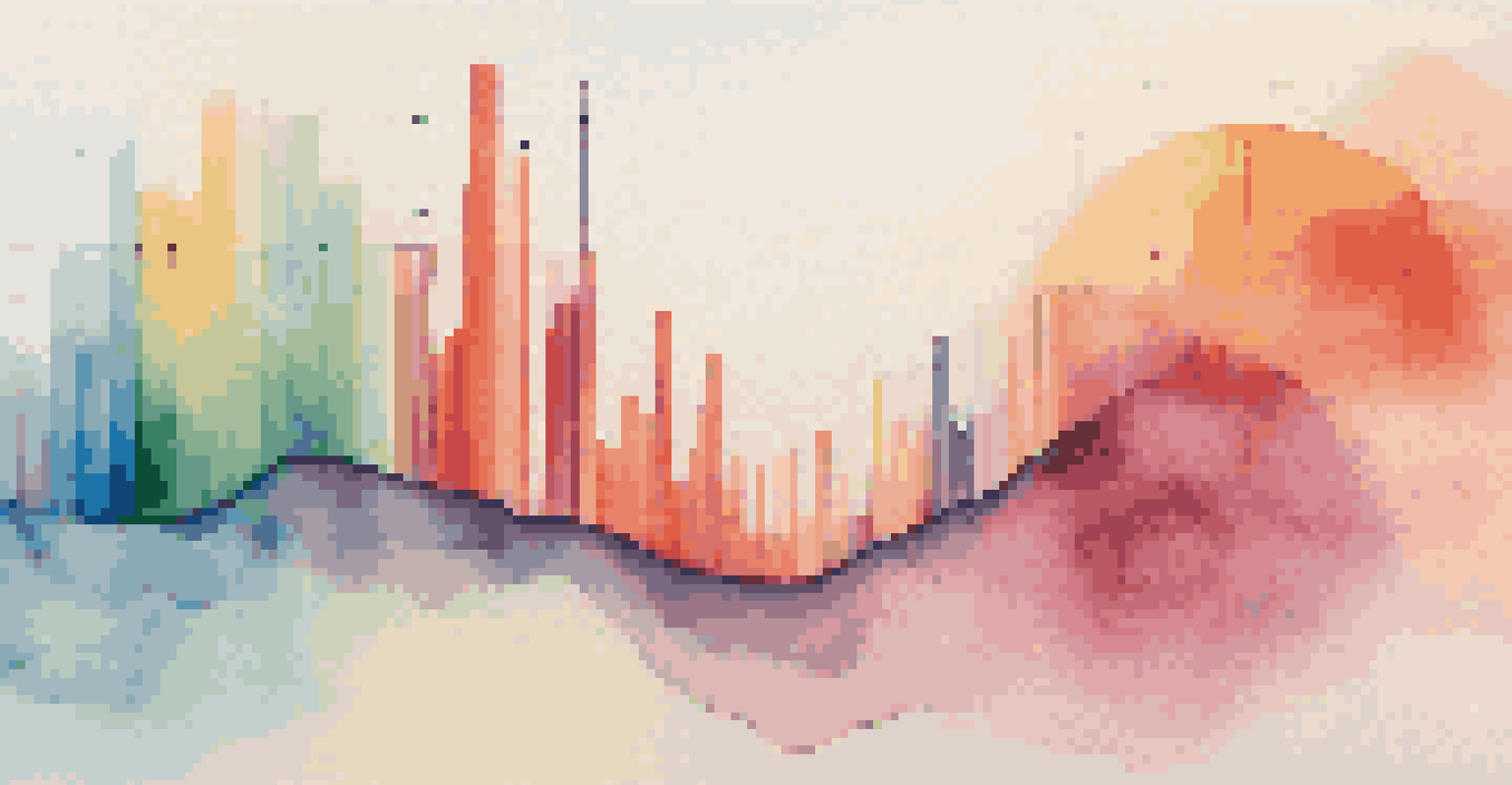 An abstract artwork depicting data visualization with colorful charts and graphs blending into artistic shapes against a soft gradient background.