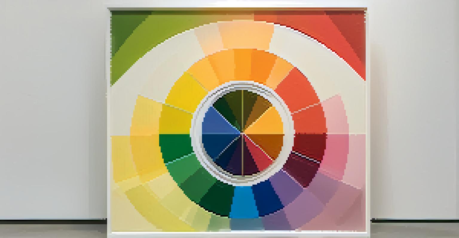 A colorful abstract representation of a color wheel with textured sections against a soft gradient background.