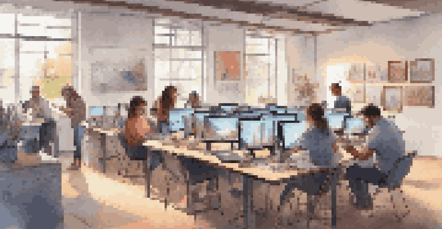 Family members engaging in a virtual art challenge at their digital workspace, focused on their devices with creative expressions.