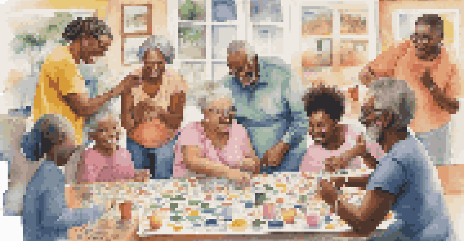 A community art workshop with a diverse group of individuals working together on their artwork.