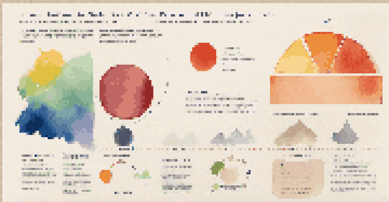 An infographic illustrating the elements of design with colorful sections and graphics on textured paper.