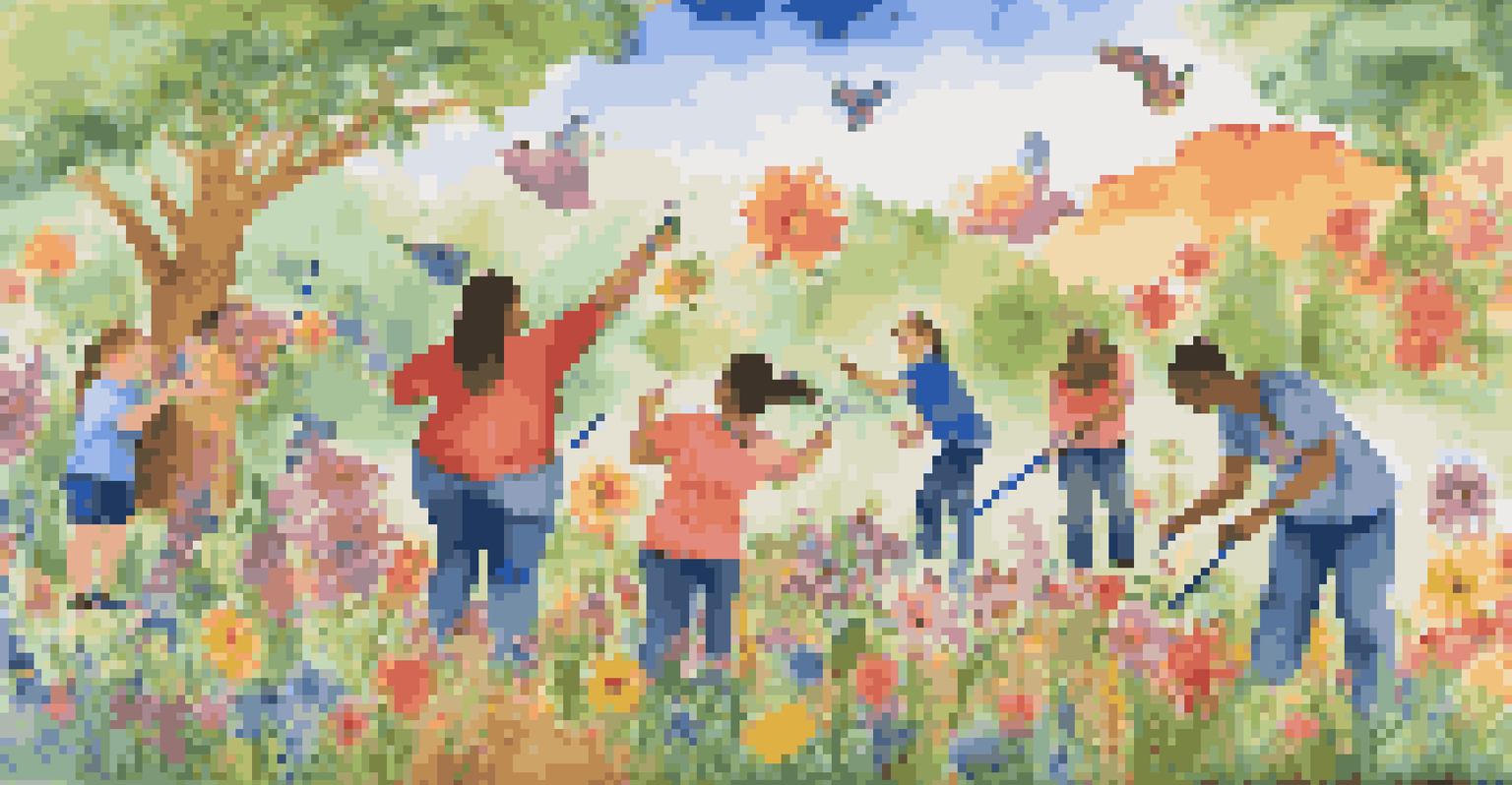 A collaborative mural project by special needs students, showing teamwork and creativity with bright colors and joyful expressions.