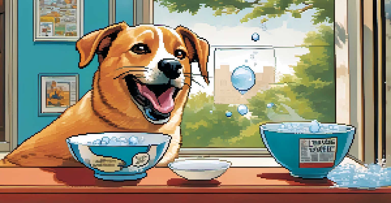 A comic strip showing a humorous interaction between a cat and a dog with exaggerated expressions.
