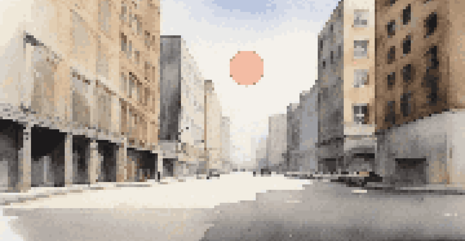 An empty urban wall featuring a simple black circle at its center, with a calm atmosphere created by the surrounding space and soft daylight.