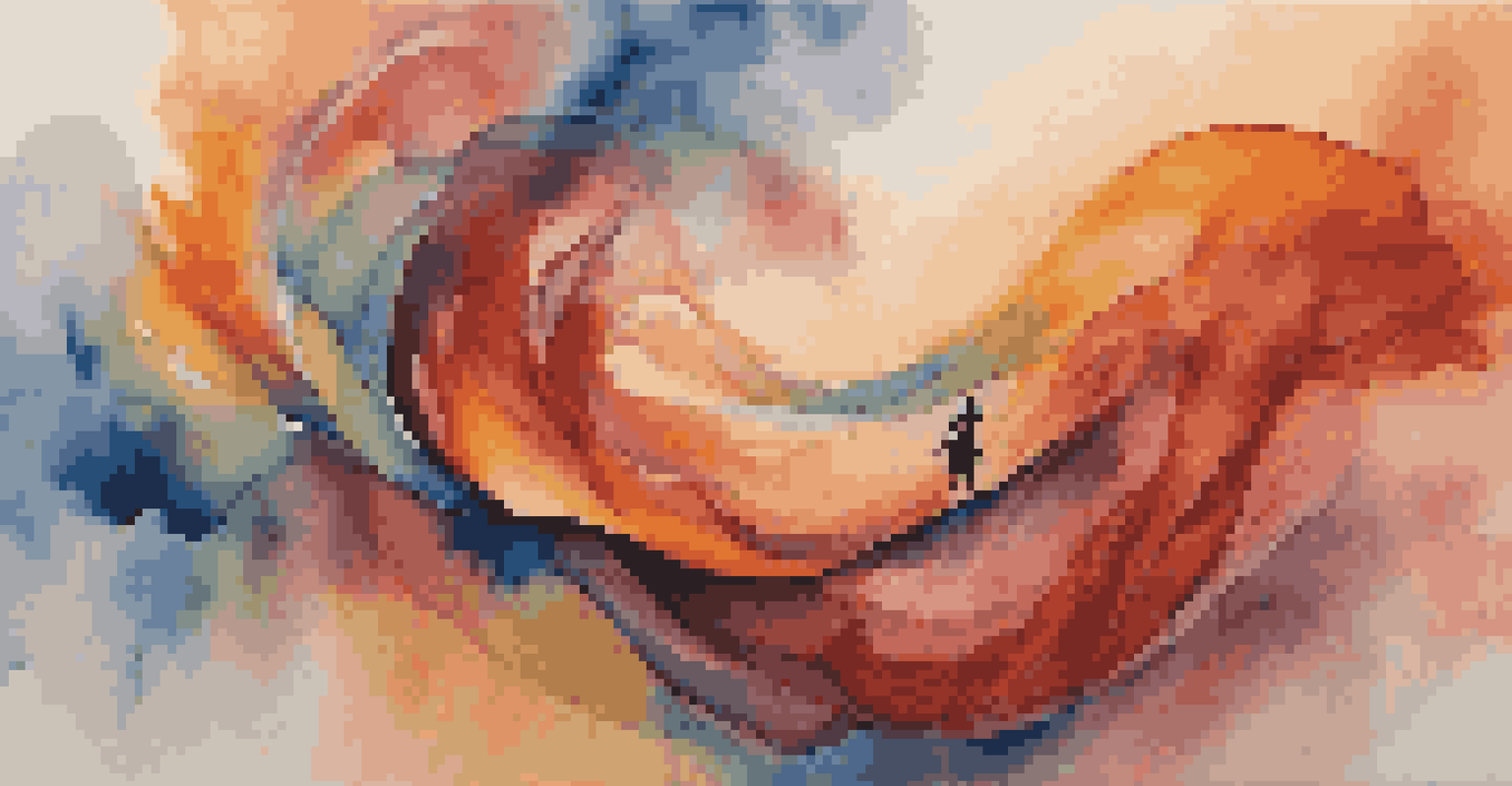 An abstract depiction of a human figure in motion with vibrant colors and dynamic lines.