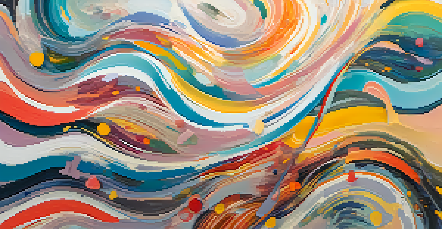 An abstract artwork depicting various emotions in recovery, with swirling colors and textures representing joy and healing.