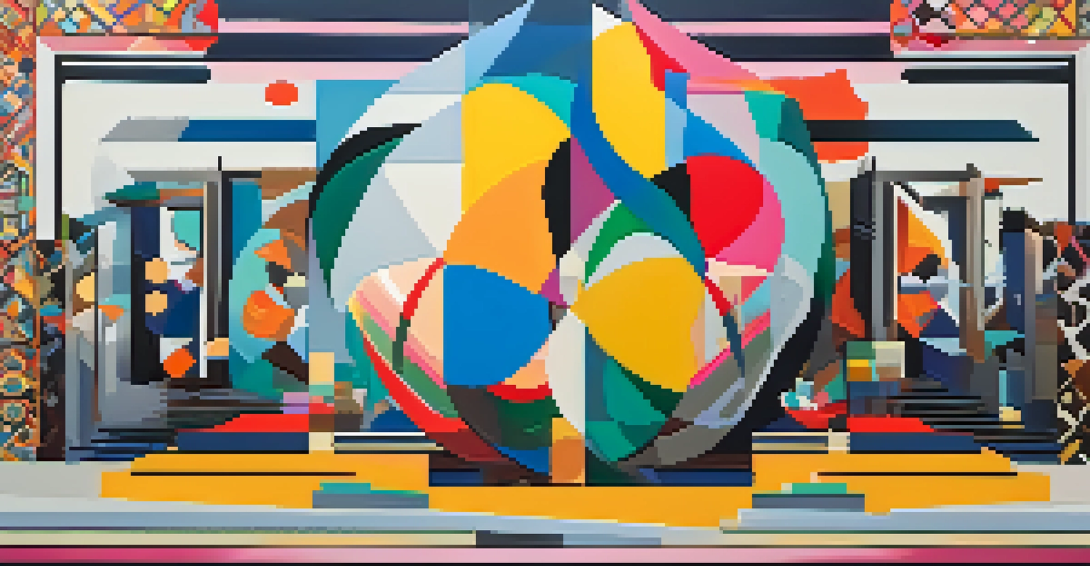 An abstract digital artwork showcasing a blend of various art styles and colors, symbolizing modern cultural identities.