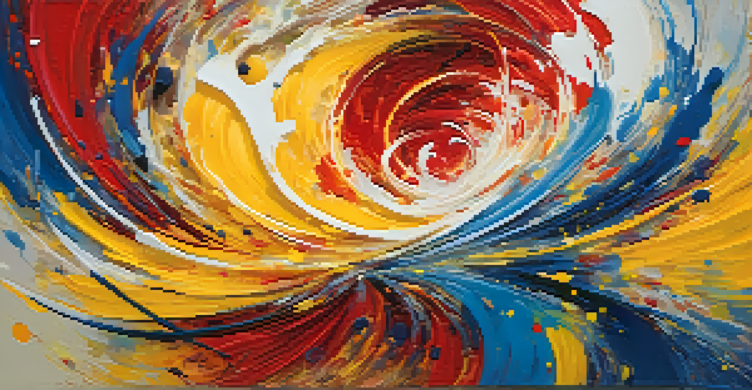 An abstract artwork with swirling colorful patterns and textures, encouraging viewer interpretation.