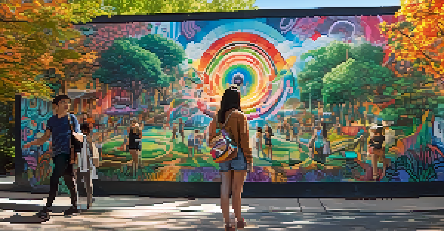 An interactive street art piece with augmented reality layers about gender identity in a public park.