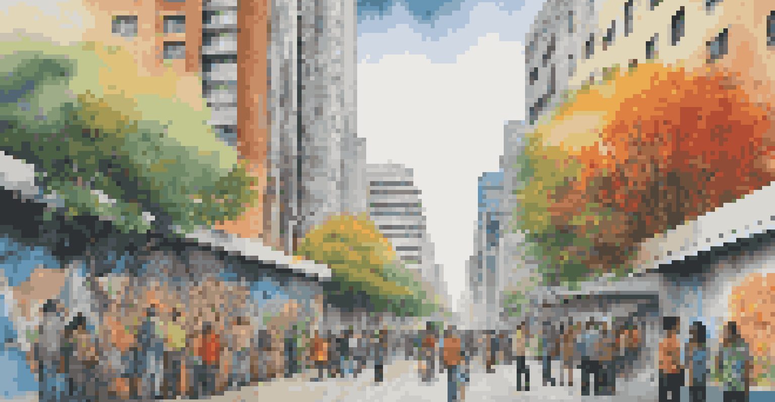 A colorful outdoor mural about air quality and environmental awareness, with people admiring the art in an urban setting.