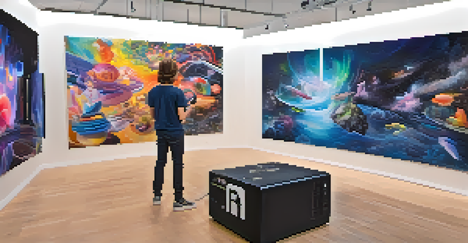 A student wearing VR goggles in an art education setting, immersed in a 3D art creation experience.