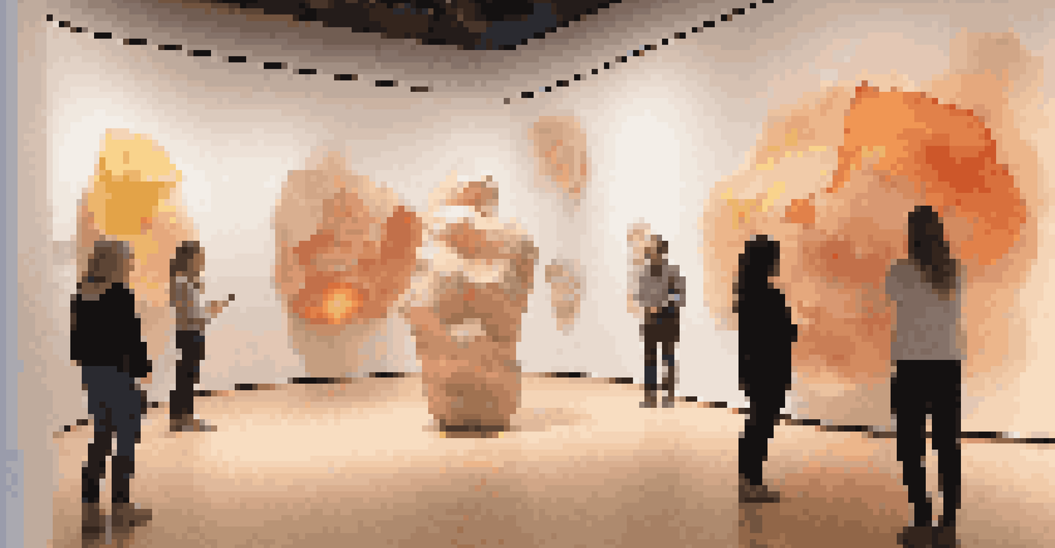An interactive art installation designed for accessibility, with tactile sculptures and ambient lighting.