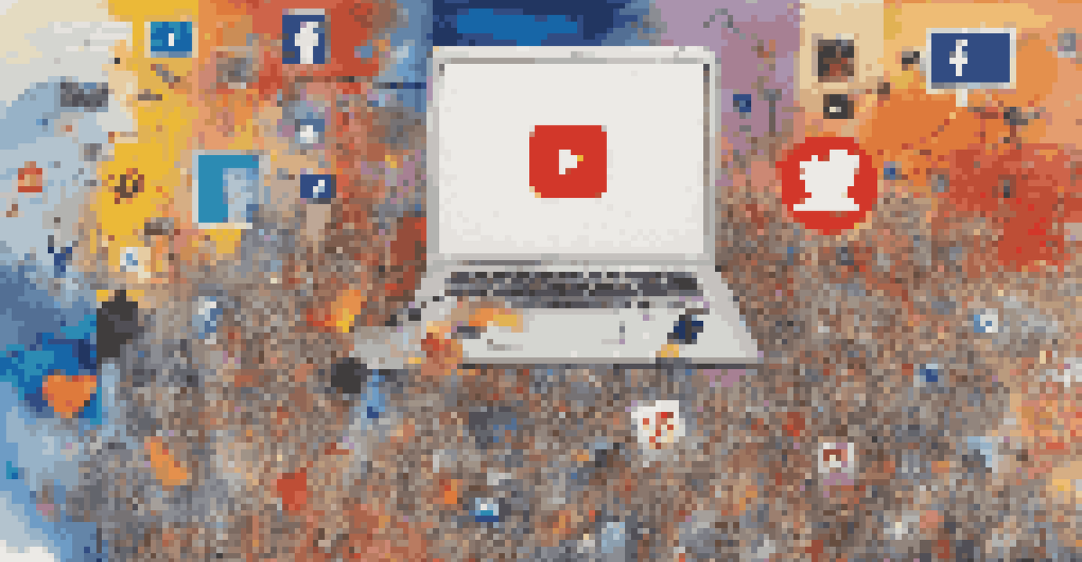 A digital collage showcasing social media logos and artistic elements representing the influence of online reviews.