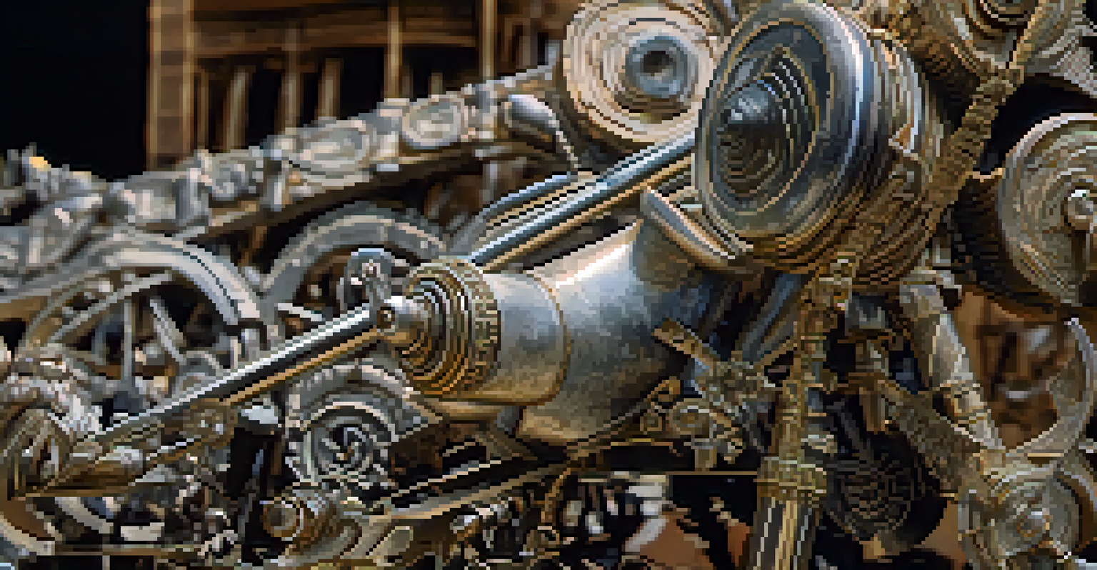 A detailed close-up of a handcrafted sculpture made from found objects, highlighting textures and craftsmanship.