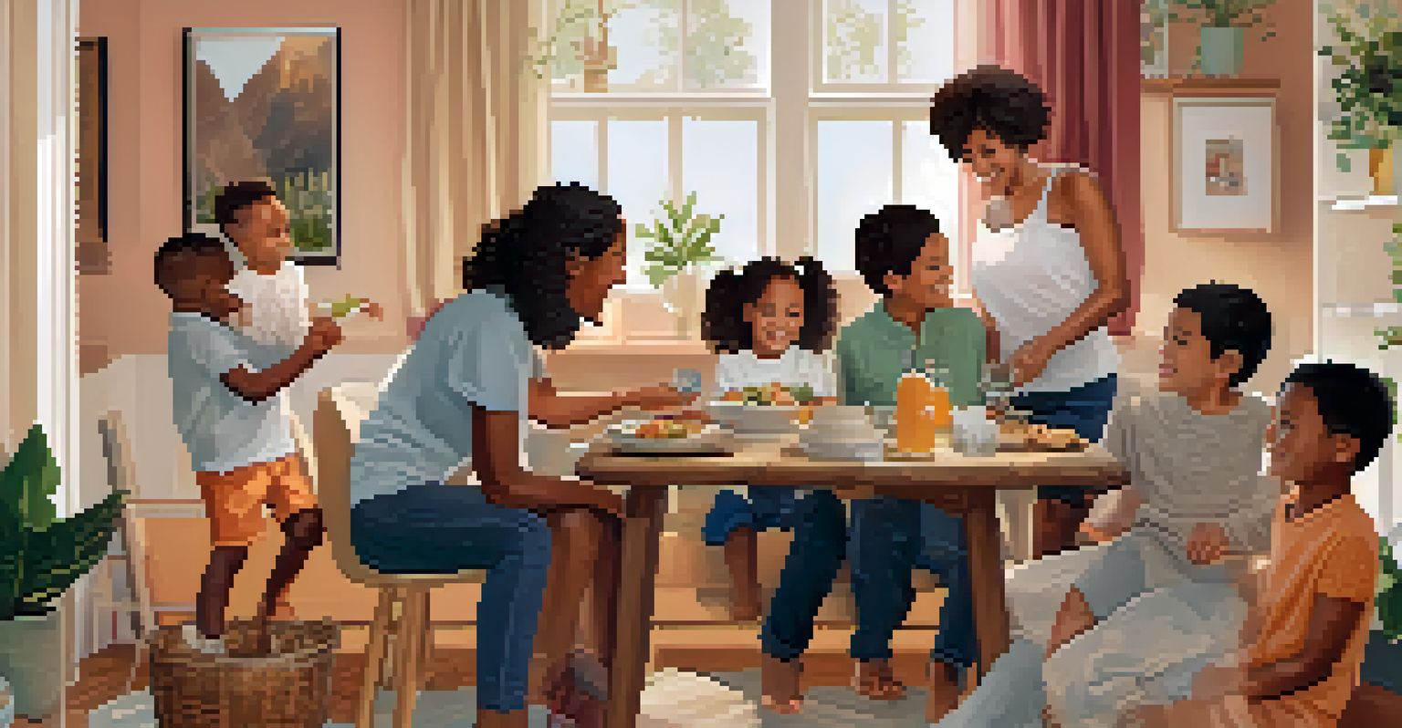 A digital collage of family portraits highlighting moments of joy and resilience in warm colors.