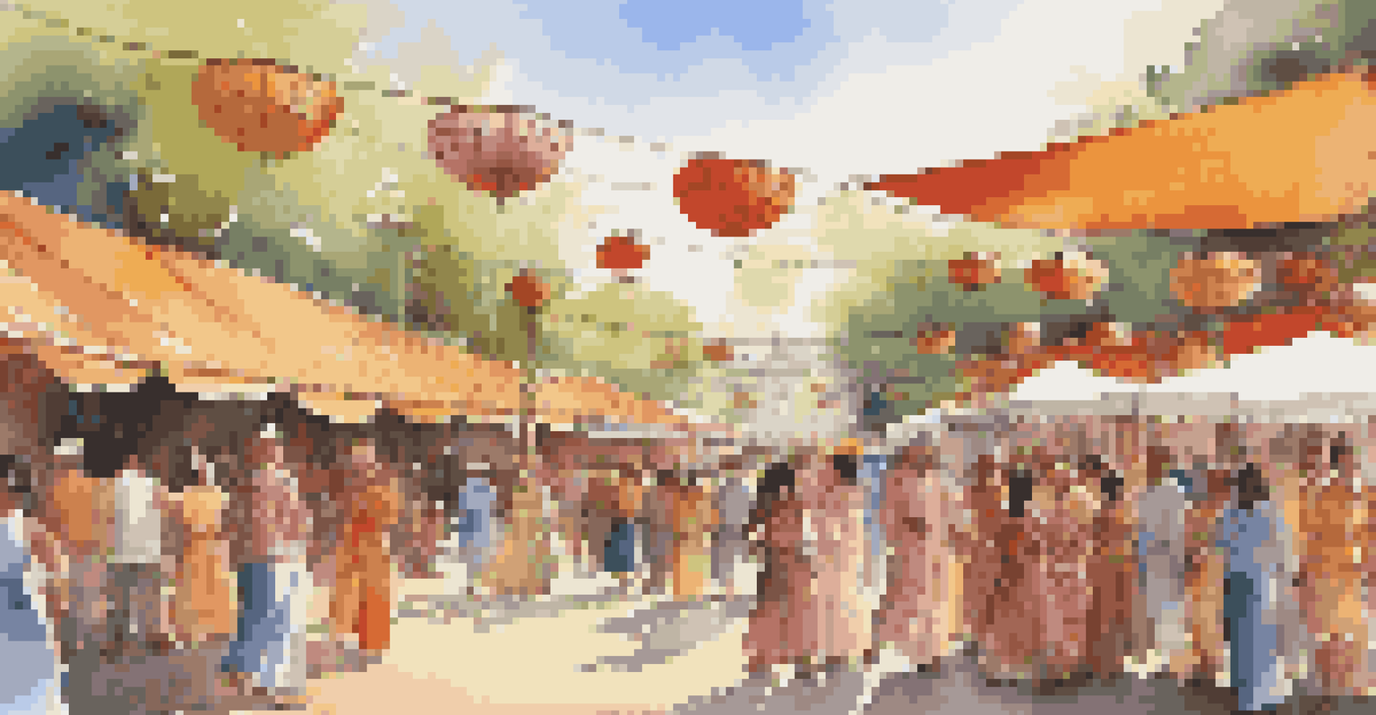 A lively outdoor cultural festival showcasing diverse art exhibits and performances with attendees enjoying the festivities.