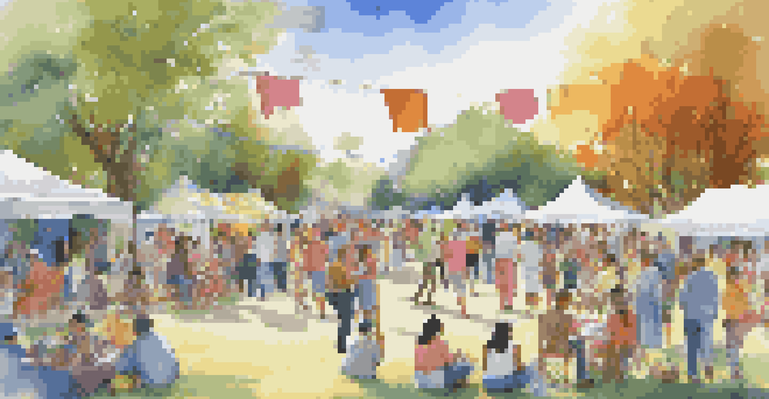 A vibrant cultural art festival in a park, with families engaging in art activities and colorful displays under a clear blue sky, embodying community spirit.