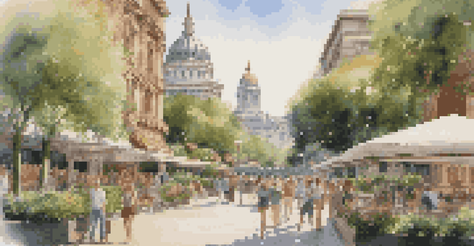 A photorealistic cityscape with iconic buildings and people in a park.