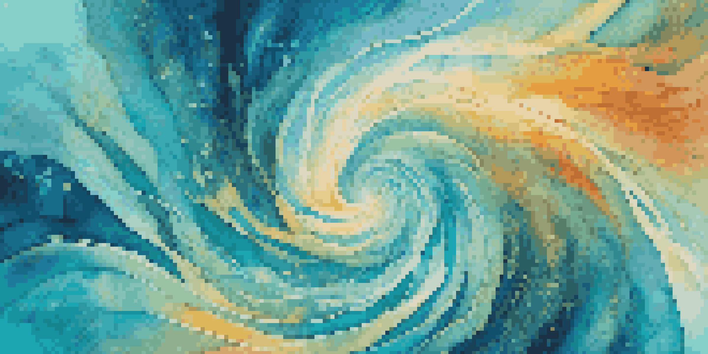An abstract representation of generative art with colorful swirling patterns and intricate shapes against a gradient background.