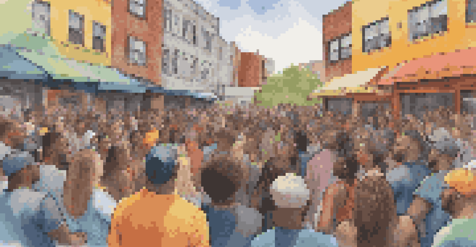 A spoken word performer engaging an audience in an urban setting, surrounded by colorful street art that reflects themes of resilience.