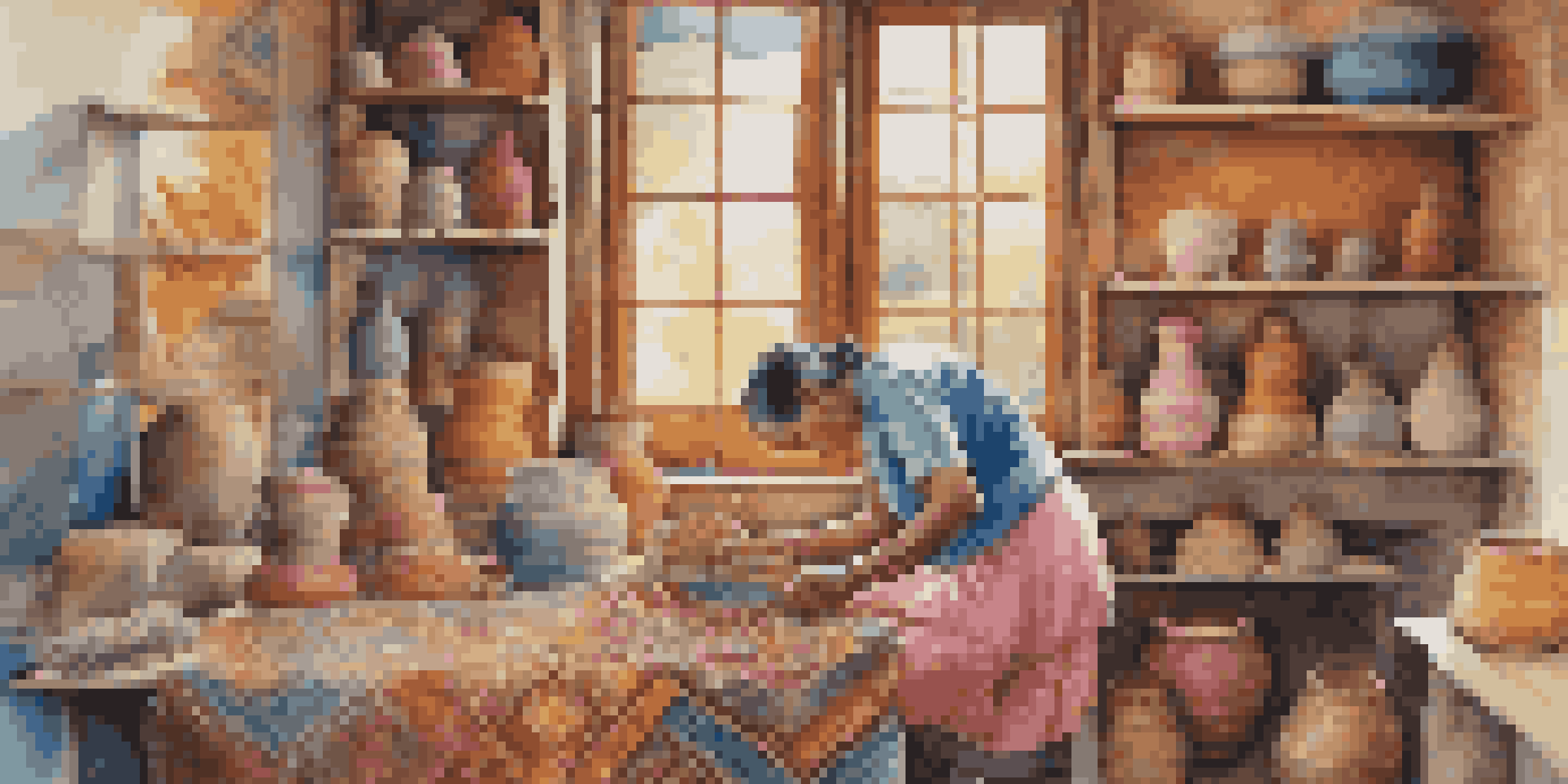 A local artisan weaving colorful textiles in a sunlit room, showcasing intricate patterns and textures.