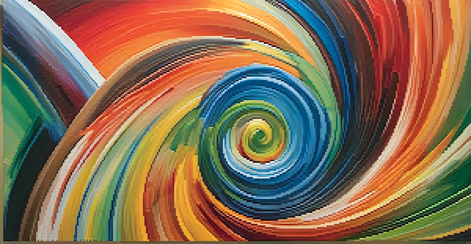 An abstract artwork with swirling warm and cool colors, representing the interplay of emotions through color.